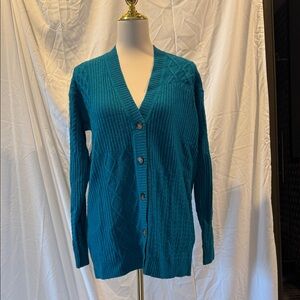 Charter Club Teal Button-Up Cardigan